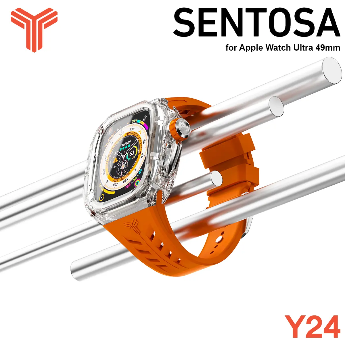 Y24 Sentosa Apple Watch Ultra 1st 2nd 3rd Gen 49 mm - Orange Silver